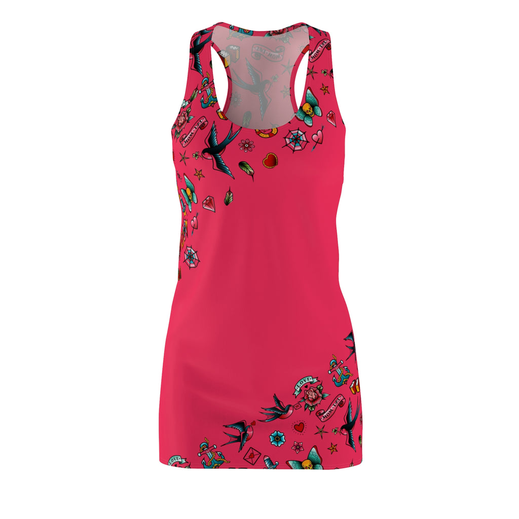 Rockabilly Punk Tattoo Dress in PINK